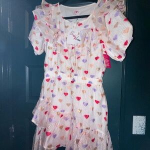 Buddy Love White Dress with Heart Prints
